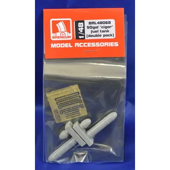 Plastikový model Brengun 1/48 50gal 'cigar' fuel tank w/rack (double pack)