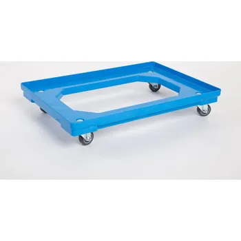 Paletový vozík Plastový vozík pod přepravky, 4 otočná 50 mm polyuretanová kolečka, modrý + doprava zdarma