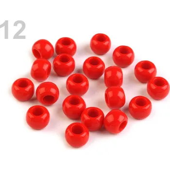 Dětské navlékací korálky Plastové korálky s velkým průvlekem 7x10 mm 200753 (10 ks) - 12 červená rumělka