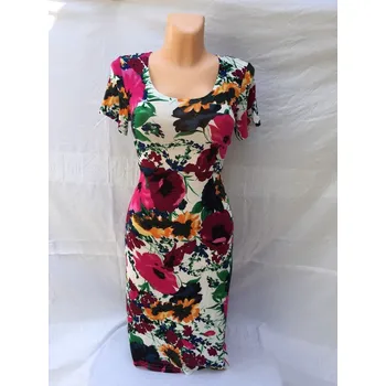 Dámské šaty Květinové šaty MARENA, Barva Fialová, Velikost M40 , Materiál 96% Viskoza 4% Lycra