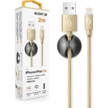 Datový kabel Datový kabel ALIGATOR PREMIUM 2A, Lightning 2m, zlatá