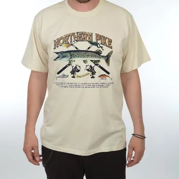 Pánské tričko Tričko pro rybáře - Northern pike - ryba Barva: Písková, Velikost: XL