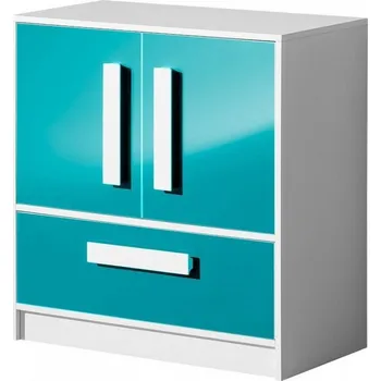 Dětský pokoj Casarredo Komoda GULLIWER 8 bílá/tyrkys lesk