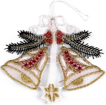 Vánoční dekorace Vánoční krajková dekorace - 7 (10x10,5 cm) červená zvonek