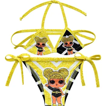 Dívčí plavky L.O.L. Surprise LOL Surprise Doll dvoudílné plavky Barva: černo-žlutá, Míry: 120