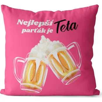 Dekorativní polštářek Polštář Nejlepší parťák – teta (Velikost: 40 x 40 cm)