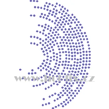 A100 - abstraktní motiv nažehlovací hot-fix kamínkový potisk na textil, rozměry cca 10,8x16,5cm barva: kameny barva 101 Crystal /stříbrná