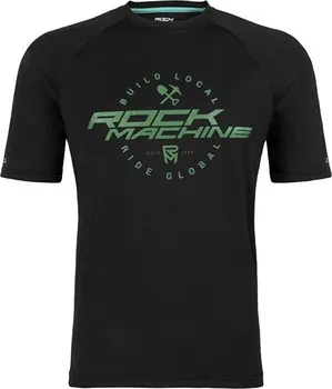 cyklistický dres Rock Machine Parts Enduro s krátkým rukávem M černý/zelený