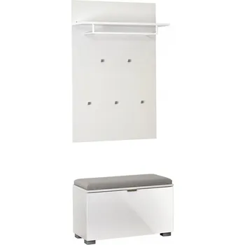 Botník Věšák s botníkem bílý lesk 80-EL