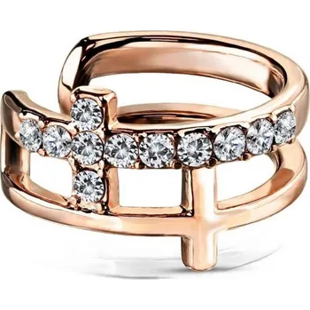 Piercing Falešný piercing do ucha - klips s čirými kamínky (růžové zlato)