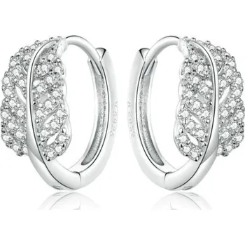 Náušnice Stříbrné náušnice kroužky s lístečky