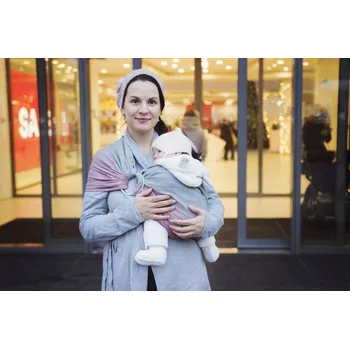 Šátek na nošení dítěte Ring sling Storchenwiege Leo Duet růžovo-šedý