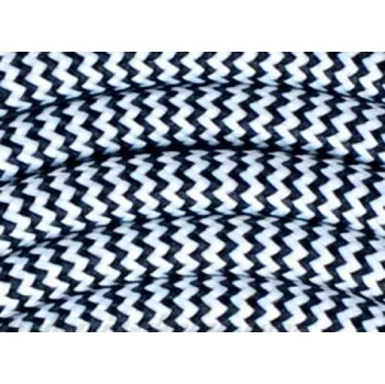 elektrický kabel Bohemia design Textilní kabel H03VV-F 2x0,75 5m zigzag černo-bílá 24 (CYSY 2Dx0,75)