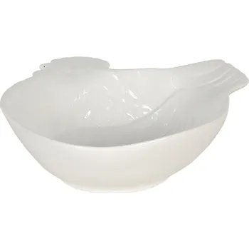 Bílá keramická miska v designu slepice Campagne - 23*26*7 cm