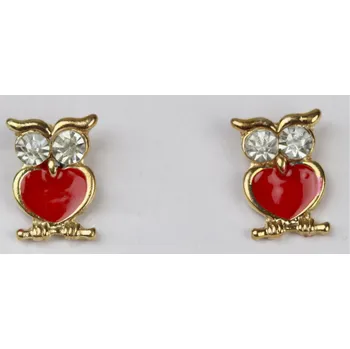 Náušnice UNI Náušnice sova A011 Barva: červená