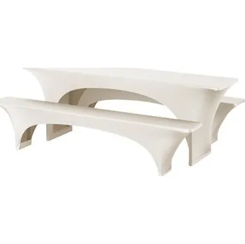 Zahradní sestava DENA Bonn - sada elastických potahů na pivní set, 220 x 70 x V78 cm, Krémová _022514