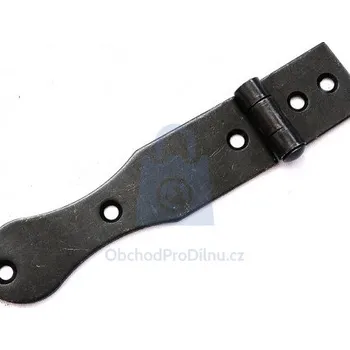 Tesařské kování Závěs tvarovaný ozdobný Z18. černý pozink 144 x 25 mm pravý, balení 1 ks