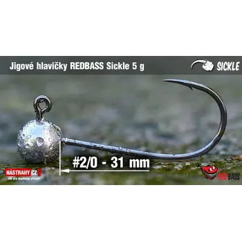 Rybářský háček Jigová hlavička REDBASS Sickle #2/0 - 31 mm - #2/0 - 5 g, 5 ks