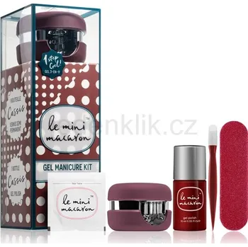 Kosmetická sada Recenze Le Mini Macaron Gel Manicure Kit USB LED lampa pro úpravu gelových nehtů + pilník na nehty + pomůcka k zatlačení a odstranění nehtové kůžičky + ubrousky na odstranění gelového laku 10 ks + Cassis gelový lak na nehty 10 ml