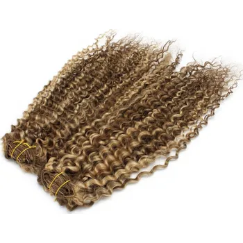 Příčesek Kudrnatý clip in maxi set 53cm pravé lidské vlasy – REMY 200g - TMAVÝ MELÍR