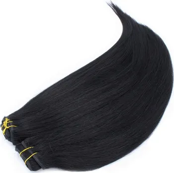 Příčesek Clip in maxi set 63cm pravé lidské vlasy – REMY 240g - ČERNÁ