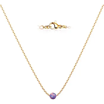 Náhrdelník NUBIS® Zlacený ocelový náhrdelník s opálem - kulička 5 mm - NBP63-OP38