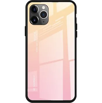 Pouzdro na mobilní telefon Kryt se skleněnou zadní stranou pro iPhone 11 Pro Max - růžovozlatý