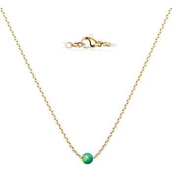 Náhrdelník NUBIS® Zlacený ocelový náhrdelník s opálem - kulička 5 mm - NBP63-OP11