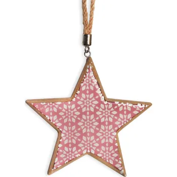 Vánoční dekorace Hvězda závěs dřevo 12cm růžová (793093)