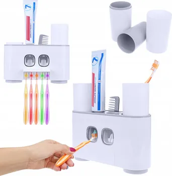 Držák na zubní kartáček ISO 9178 automatický dávkovač na dvě zubní pasty