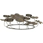 Zlatý kovový svícen na čajové svíčky Květiny - 51*36*11 cm