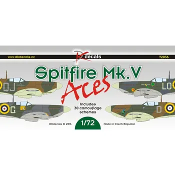 Plastikový model DK decals 1/72 Spitfire Mk.V Aces (30x camo)