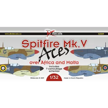 Plastikový model DK decals 1/32 Spitfire Mk.V ACES ov.Malta/Africa (7x camo)