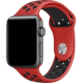 Příslušenství k chytrým hodinkám eses Silikonový řemínek pro Apple Watch - Červeno černý, S, M, L - 42mm, 44mm, 45mm, 49mm