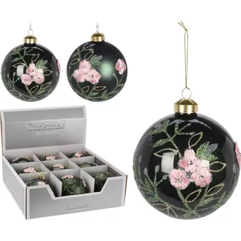 Vánoční ozdoba Vánoční koule - skleněná 100 mm / smaragdová, mix / 1ks