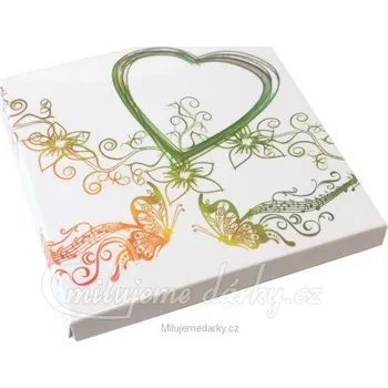 Dárková krabička Plochá dárková krabička s motivem srdce a motýl, vhodná na drobnosti nebo peníze
