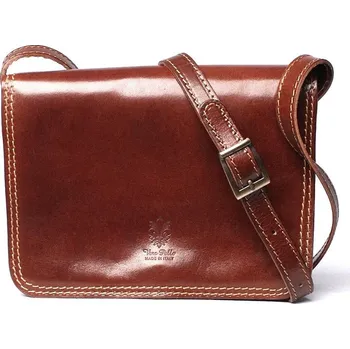 Kabelka Hnědá středně velká kožená crossbody kabelka no. 51