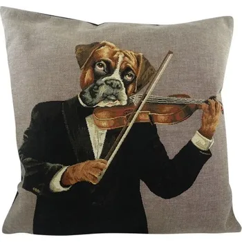 Dekorativní polštářek Gobelínový polštář Pes s houslemi - 45*15*45 cm