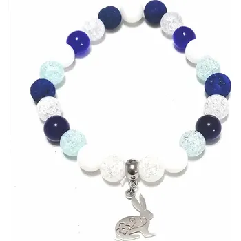 Náramek Náramek mix kamenů - SOUZNĚNÍ BAREV (s přívěskem z chir. oceli)