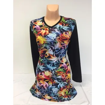 Dámská tunika Halenka s černými rukávy KOLISA XL, Barva Jako na obrázku, Velikost XL46, Materiál 96% Viskoza 4% Lycra