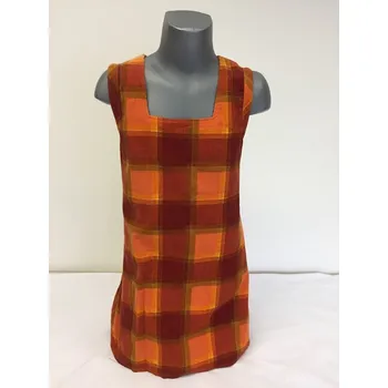 Dívčí šaty Oranžová kostičkovaná šatovka 134,140, velikost 140, Barva Veverkově oranžová, Složení materiálu 100% Bavlna