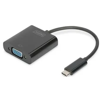 Video kabel DIGITUS Adaptér USB typu C na VGA, délka kabelu Full HD 1080p: 19,5 cm, černá