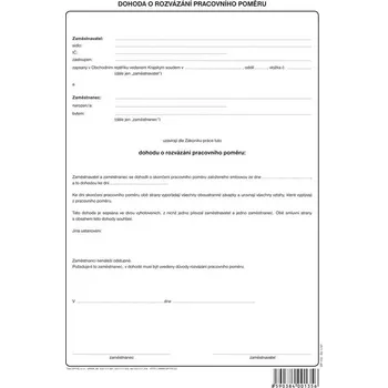 Optys 1135 Dohoda o rozvázání pracovního poměru A4 1 list Tiskopis Optys 1135 Dohoda o rozvázání pracovního poměru A4 1 list