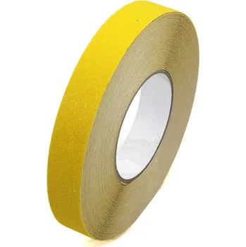 Výstražná páska Žlutá korundová protiskluzová páska FLOMA Standard - 18,3 m x 2,5 cm a tloušťka 0,7 mm