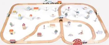 dřevěná hračka Little Dutch Railway Dřevěné město s dráhou