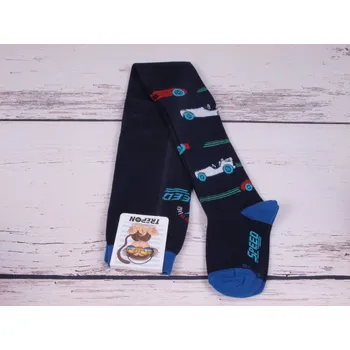 České punčocháče TREPON SPEDEN tmavomodré s auty velikost oblečení - děti: 122/128