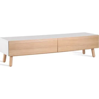 Televizní stolek TV komoda MAMMA 2 zásuvky, kombinace, Dýha dub bílá