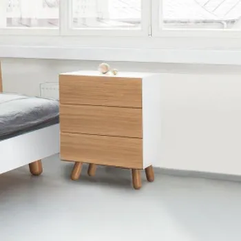 Komoda Komoda MAMMA 3 zásuvky, kombinace - 60 cm, dýha kombinace bílá / přírodní dub