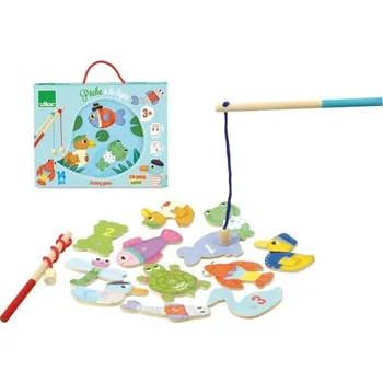 Dřevěná hračka Magnetický rybolov - Rybaření v kufříku, 14ks (Vilac) - Akce