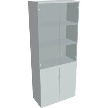 Kancelářský vozík HOBIS kancelářská policová skříň - SZ 5 80 12, zámek Huwill, šedá + doprava zdarma